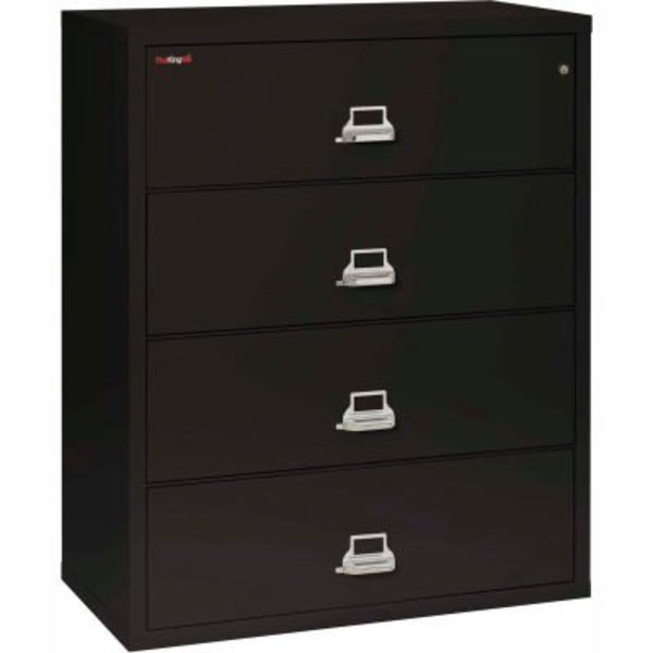 Fire King Fireking Fireproof 4 Drawer Lateral File Cabinet - Letter-Legal Size 44-1/2"W x 22"D x 53"H - Black 44422CBL